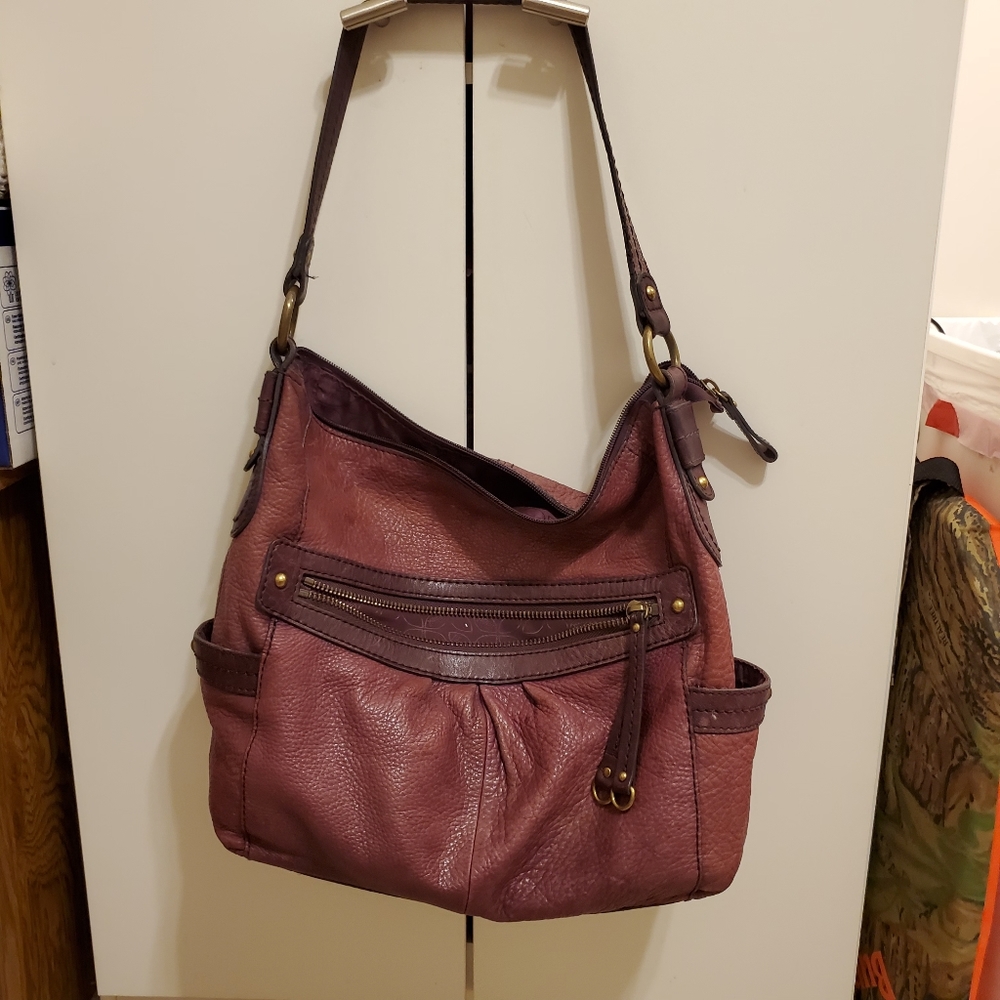Fossil Deep Purple/Red Large Shoulder Bag.